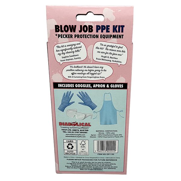 Back of the BJ PPE Kit packaging